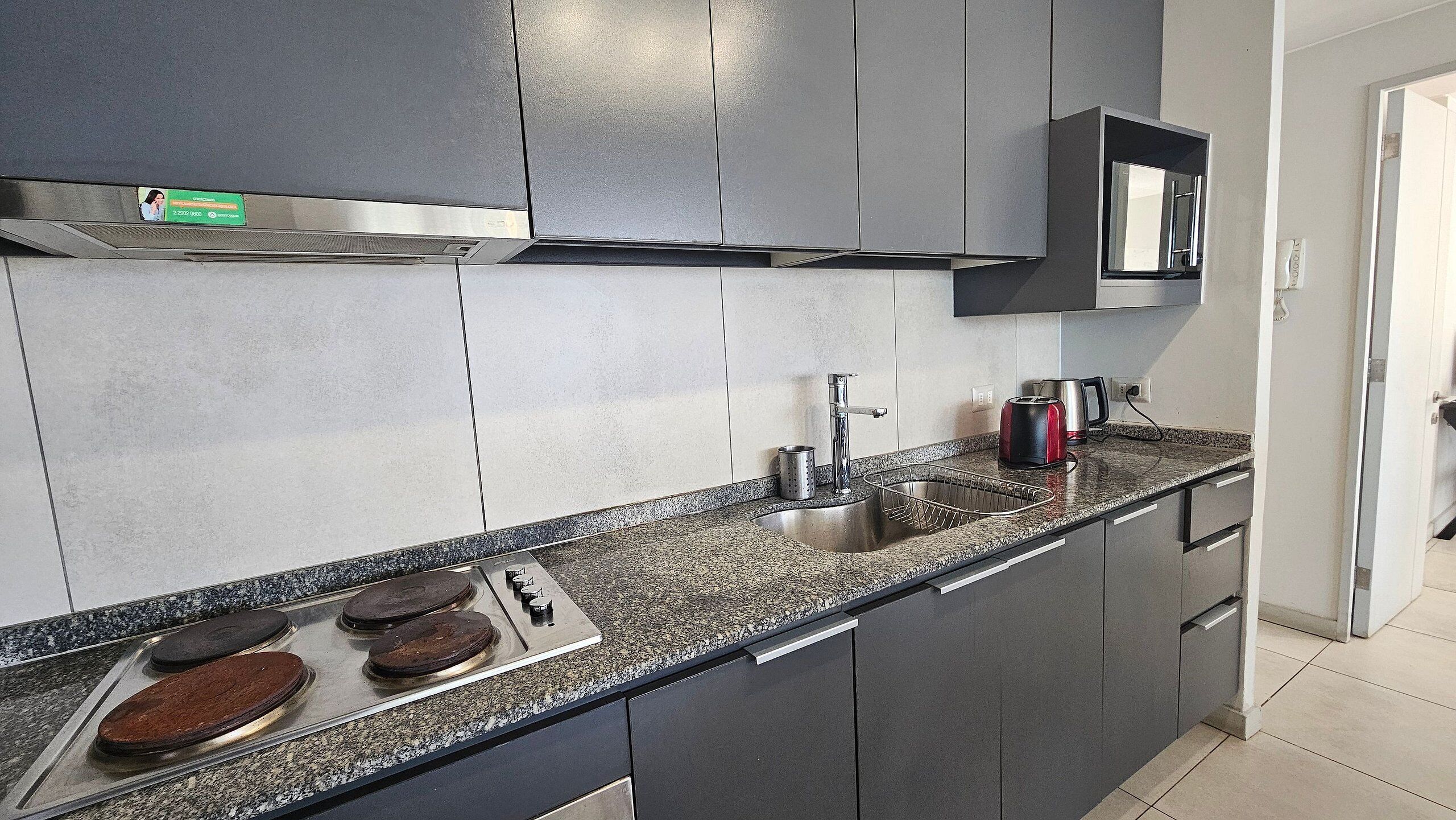 Apartment | Private kitchen | Fridge, microwave, oven, electric kettle