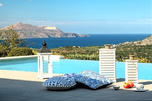 Outdoor pool, a heated pool - Villa Armonia, sea view, heated pool (for an extra fee), and excellent privacy. (Gavalohori)