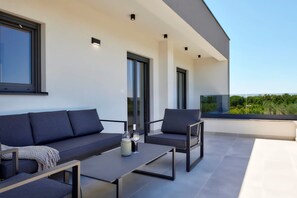 Terrace/patio - Villa Borina with swimming pool located in a quiet place surrounded by olive trees (Loborika)