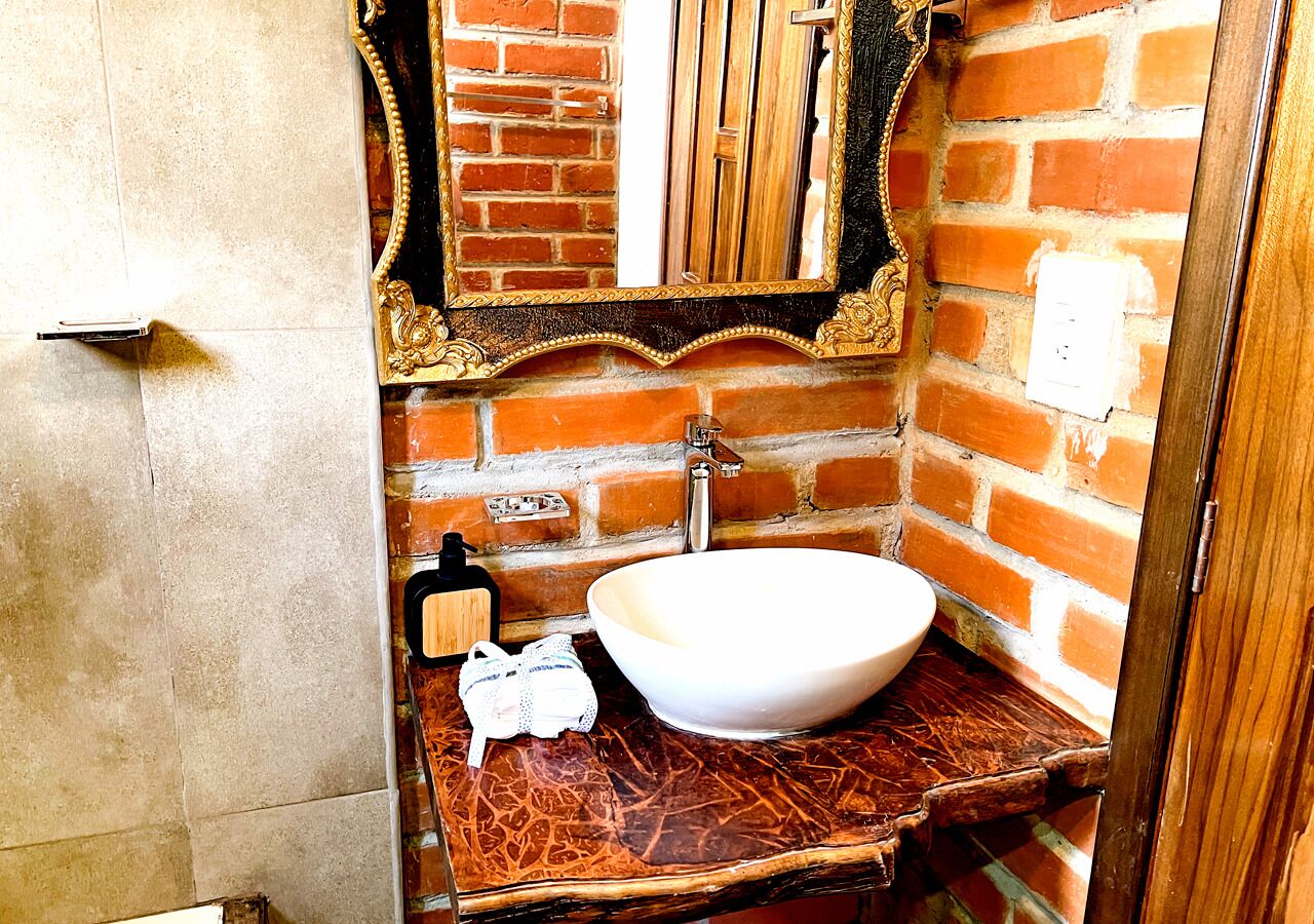 Shower, jetted tub, towels, soap