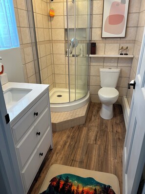 Shower, hair dryer, towels, soap - Tranquil home in the heart of the Adirondacks.  (Minerva)
