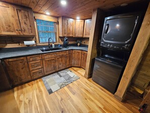 Fridge, microwave, oven, stovetop - Cedar Rustic Cabin at Lost Trails (Madison)