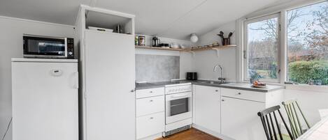 Fridge, oven, stovetop, coffee/tea maker