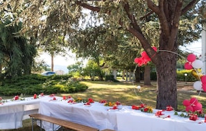 Outdoor banquet area