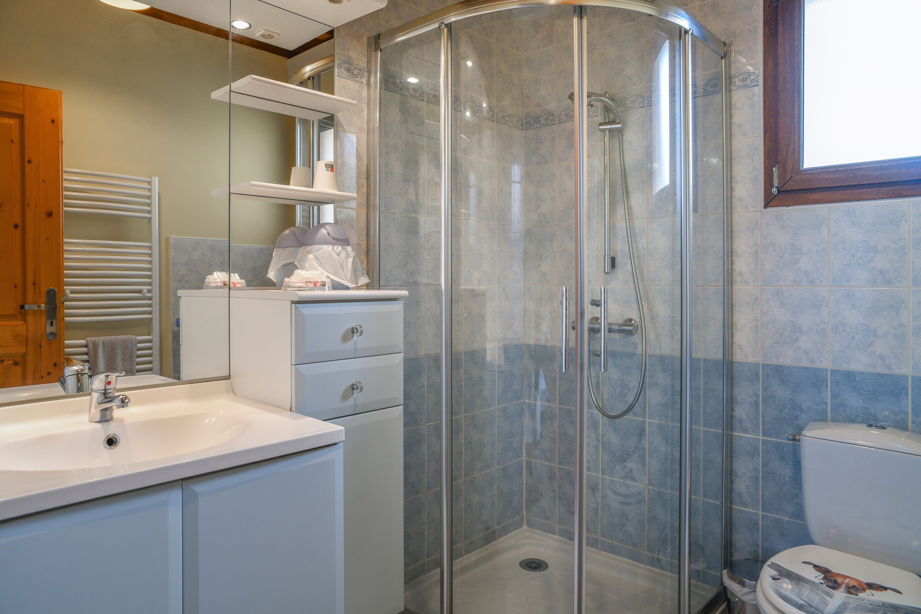 Een douche, gratis toiletartikelen, een haardroger, handdoeken