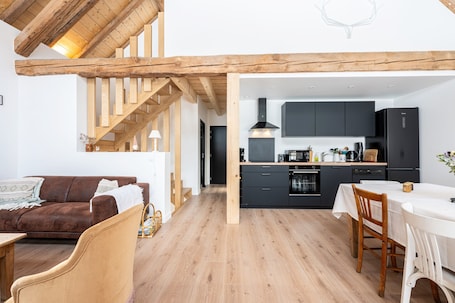 TV, fireplace. Holiday Home 'La Grange De Fernande - 8 Personnes' with Mountain View, Terrace and Wi-Fi