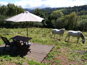 Outdoor dining - Holiday Home 'Sira' with Mountain View, Private Terrace and Wi-Fi (Villaviciosa)