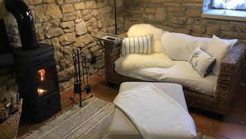 Televisión y chimenea