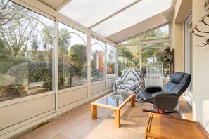 Televisio, takka, pöytätennispöytä