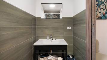 Regadera, secadora de cabello, toallas