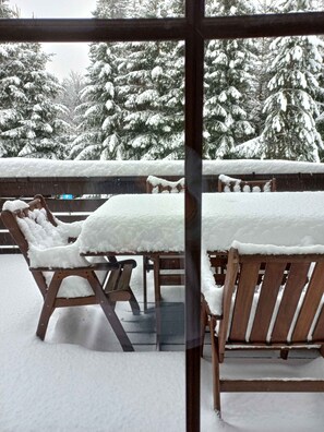 Outdoor dining - Holiday apartment with luxurious equipment (Harrachov)