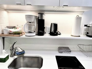 Fridge, microwave, stovetop, coffee/tea maker - 1 Bedroom Basement Apartment | No Car needed (Arlington)