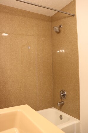Double Room, 2 Double Beds | Bathroom | Hair dryer, towels, soap, toilet paper