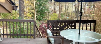Cozy one level, 2 BR, 2 Bath TH in charming wooded community. Perfect location!