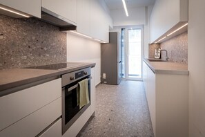 Fridge, microwave, oven, dishwasher