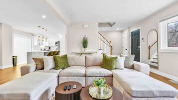 Smart TV, fireplace, stereo