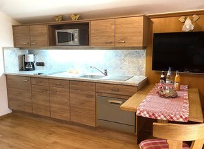 Kühlschrank, Mikrowelle, Herdplatte, Geschirrspüler