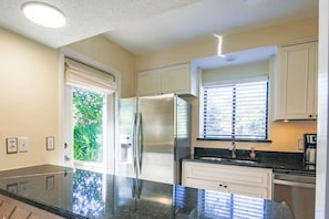 Fridge, microwave, dishwasher, coffee/tea maker