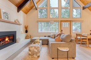 Fireplace - Cozy Modern Cabin w/ Sauna & Fireplace | 5 Mins to Lake | Peaceful Tahoe Retreat (Carnelian Bay)