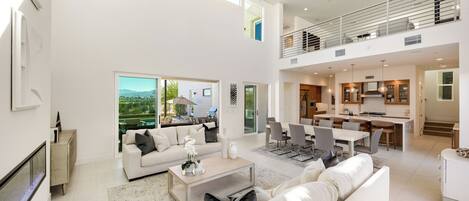 Smart TV, fireplace, offices, computer monitors