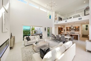 Smart TV, fireplace, offices, computer monitors
