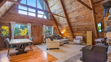 Smart-TV, Kamin, Videospiele, Bücher
