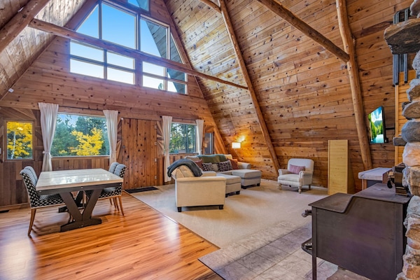 TV connectée, cheminée, jeux vidéo, livres