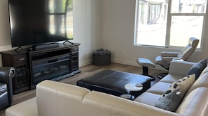 Smart TV, fireplace, video games, books