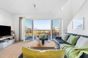 Televisie, een open haard en een tafeltennistafel