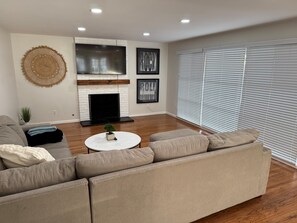 Smart TV, fireplace, video games