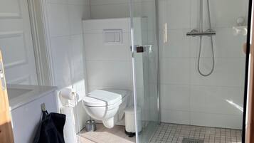 Shower, hair dryer, toilet paper