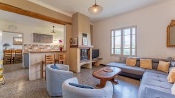 TV, fireplace, DVD player, ping pong