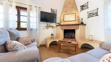 TV, caminetto, lettore DVD