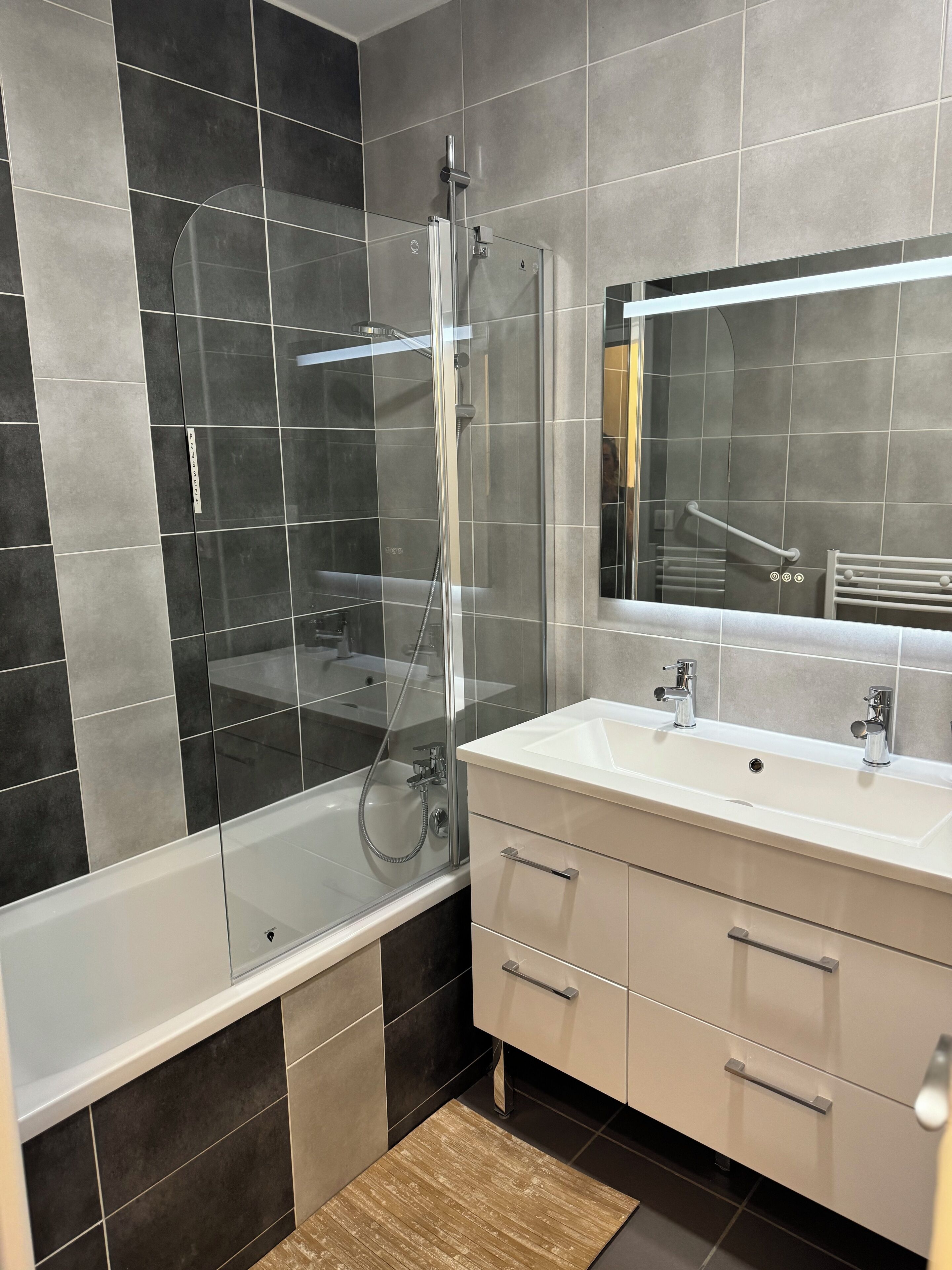 Hair dryer, towels, toilet paper