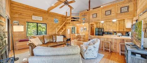 Una Smart TV, una chimenea, un reproductor de DVD, una videoteca