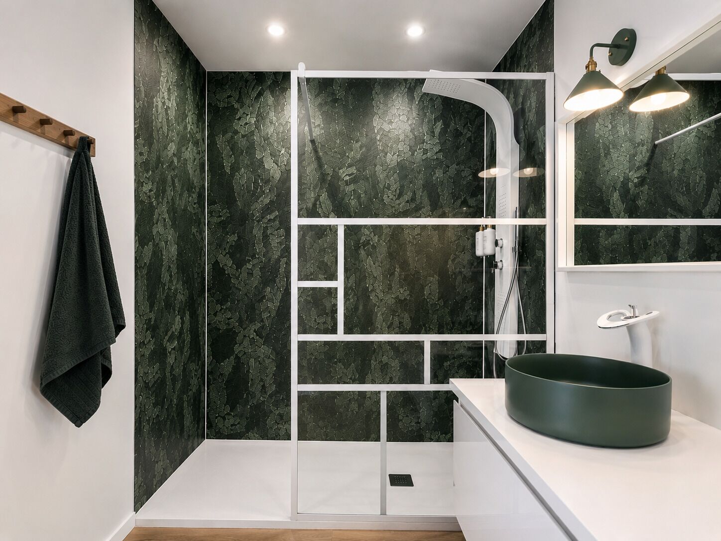 Shower, eco-friendly toiletries, hair dryer, towels