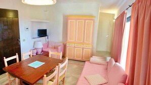 Apartment, 2 Bedrooms, Smoking, Patio | Living room - Seaside Apartment Baja Sardinia - Rent From June 20, 2026, to July 11, 2026 (Arzachena)