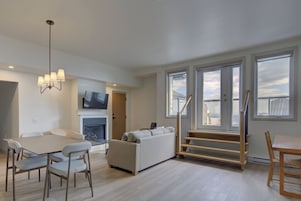 Apartment, 2 Bedrooms, Balcony, River View | Living area | TV, printers