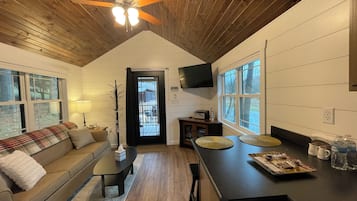 Smart TV, DVD player, books, music library