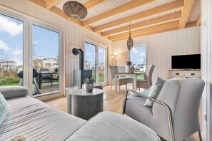 Télévision, cheminée, table de tennis de table