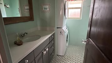 Shower, towels, soap, shampoo