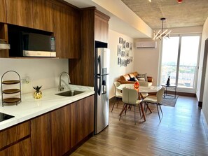 Microwave, stovetop, coffee/tea maker, toaster