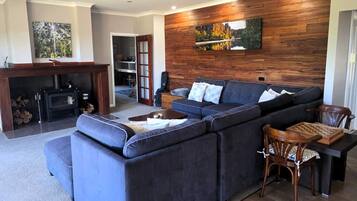 Télévision, cheminée, jeux vidéo, baby-foot