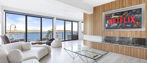 Télévision, cheminée, espaces bureaux