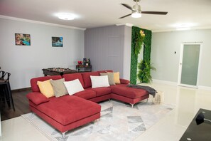 Smart TV, table football, books, music library