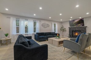 Smart TV, fireplace, video games
