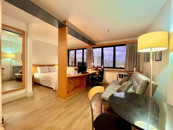 Family Apartment | 1 bedroom, desk, laptop workspace, blackout curtains