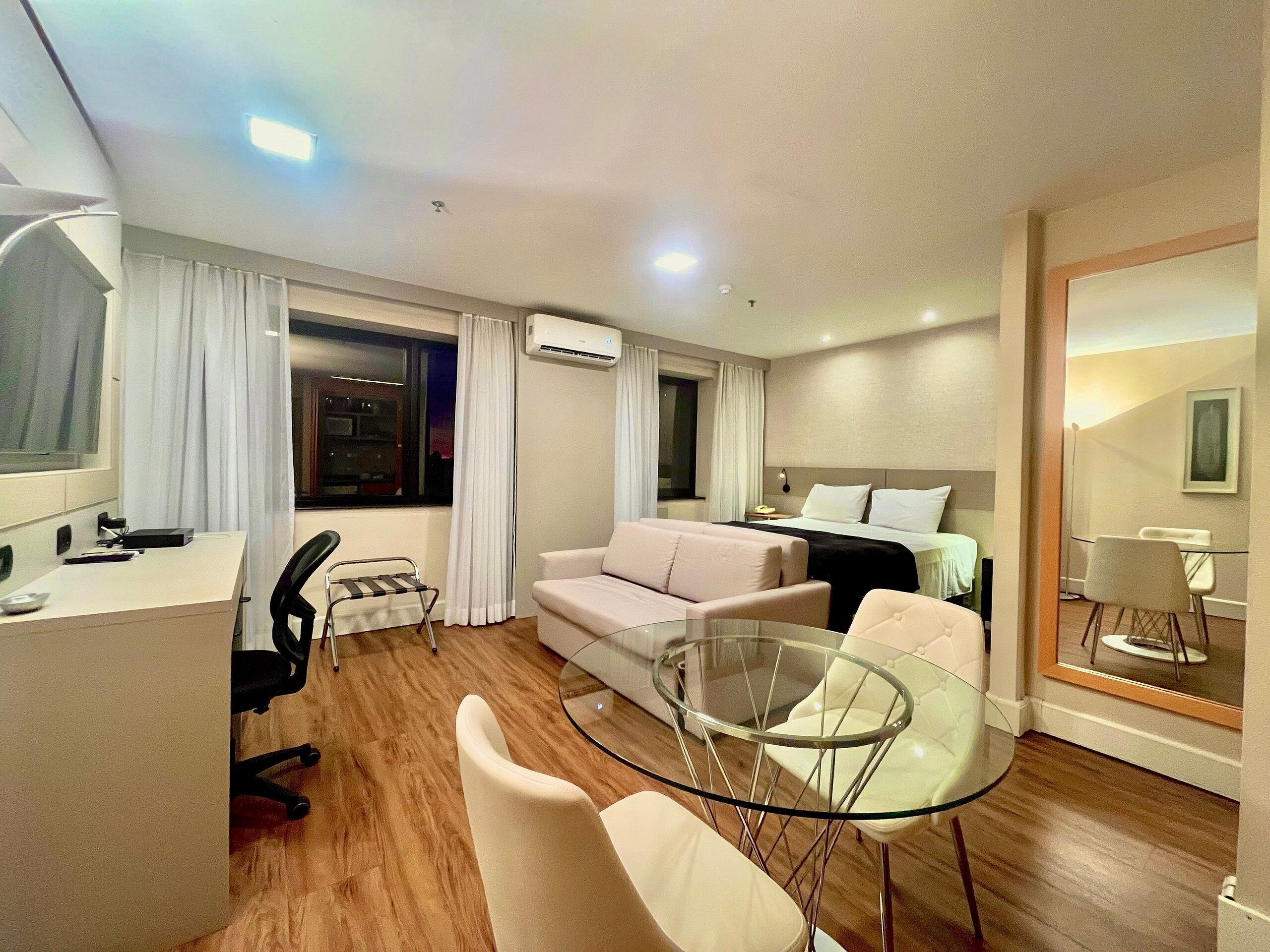 Exclusive Apartment | Desk, laptop workspace, blackout drapes, soundproofing