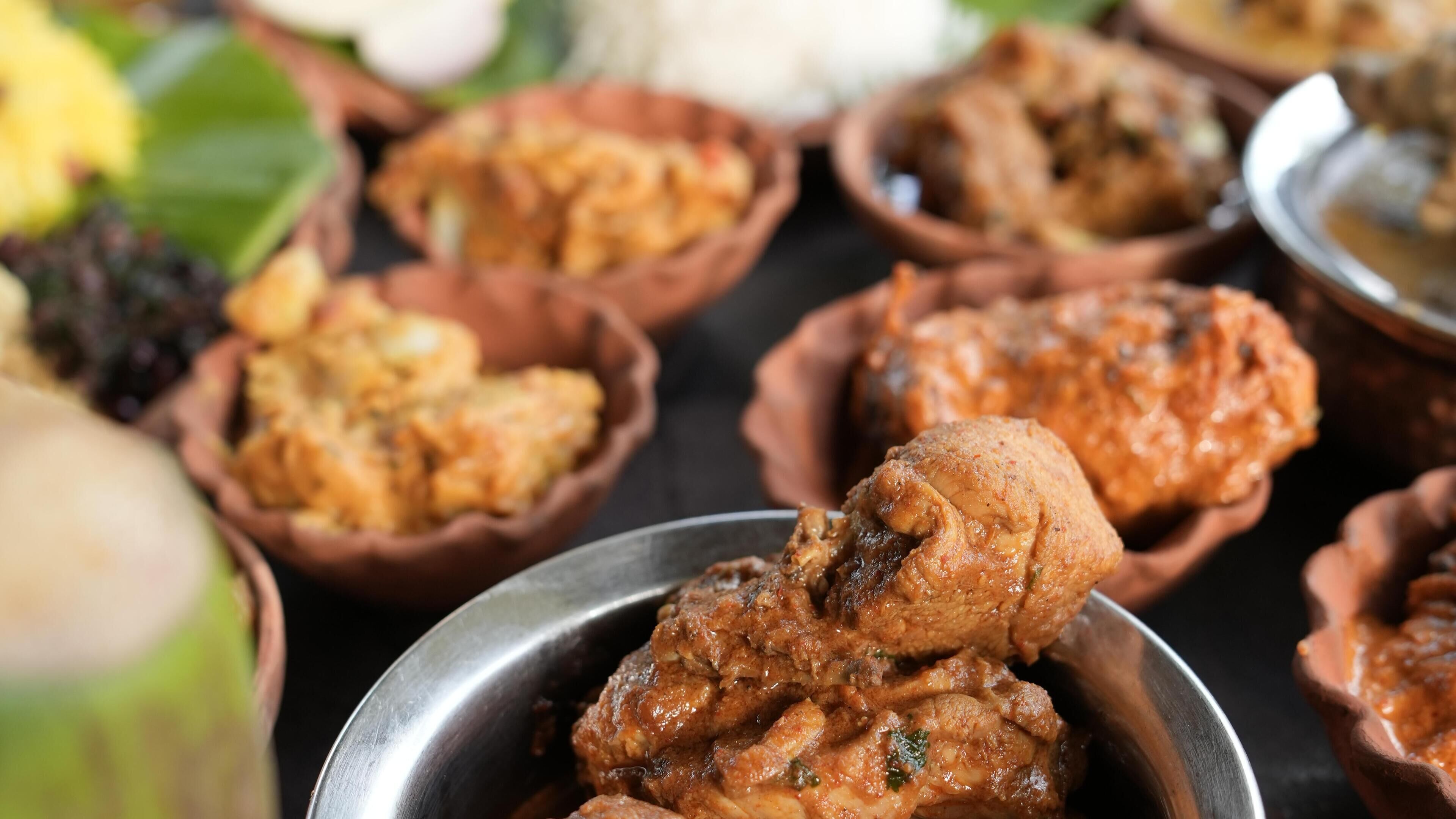 A variety of dishes in different serving bowls.