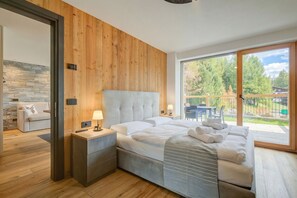Apartamento família, vários quartos, 2 banheiros, ao lado da montanha (Edelweiss) | 2 quartos, Wi-Fi de cortesia, roupa de cama